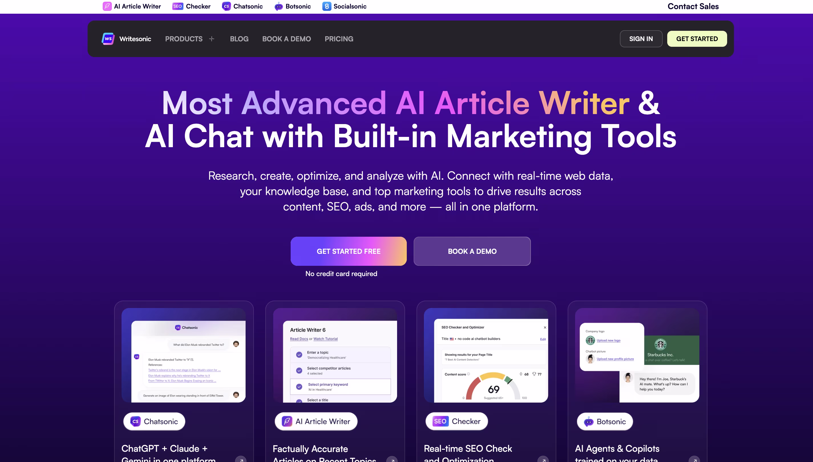 Writesonic демонстрирует инструменты для написания и маркетинга AI
